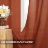 MIULEE 2-Panel 84 Inch Farmhouse Linen Sheer Window Curtains – Elegant Red Drapes With Grommet Top – Voile Panels, Linen Textured – Bedroom/Living Room (52 X 84 Inch)(Burnt Orange)