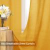 MIULEE 2-Panel 84 Inch Farmhouse Linen Sheer Window Curtains – Elegant Red Drapes With Grommet Top – Voile Panels, Linen Textured – Bedroom/Living Room (52 X 84 Inch)(Mustard Yellow)