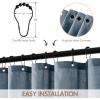 MIULEE 84″ Long Scalloped Linen Shower Curtain with 12 Metal Hooks Cute Extra Long Boho Heavy Duty Washable Waterproof Thick Cloth Curtains with Black Border for Bathroom Hotel Bathtub,Natural(Dusty Blue)