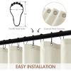 MIULEE 84″ Long Scalloped Linen Shower Curtain with 12 Metal Hooks Cute Extra Long Boho Heavy Duty Washable Waterproof Thick Cloth Curtains with Black Border for Bathroom Hotel Bathtub,Natural(White)