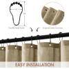 MIULEE 84″ Long Scalloped Linen Shower Curtain with 12 Metal Hooks Cute Extra Long Boho Heavy Duty Washable Waterproof Thick Cloth Curtains with Black Border for Bathroom Hotel Bathtub,Natural(Khaki)