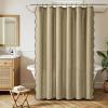 MIULEE 84″ Long Scalloped Linen Shower Curtain with 12 Metal Hooks Cute Extra Long Boho Heavy Duty Washable Waterproof Thick Cloth Curtains with Black Border for Bathroom Hotel Bathtub,Natural(Khaki)