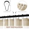 MIULEE 84″ Long Scalloped Linen Shower Curtain with 12 Metal Hooks Cute Extra Long Boho Heavy Duty Washable Waterproof Thick Cloth Curtains with Black Border for Bathroom Hotel Bathtub,Natural(Natural)