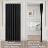 MIULEE Accordion Style Magnetic Folding Door Curtains for Doorways/Closet, Room Divider Pleated Drapes with Hooks for Interior Living Room/Bedroom/Open Closet, White, W42 x L78 inches, 1 Panel(Black)