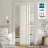 MIULEE Accordion Style Magnetic Folding Door Curtains for Doorways/Closet, Room Divider Pleated Drapes with Hooks for Interior Living Room/Bedroom/Open Closet, White, W42 x L78 inches, 1 Panel(Ivory)