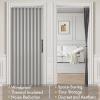MIULEE Accordion Style Magnetic Folding Door Curtains for Doorways/Closet, Room Divider Pleated Drapes with Hooks for Interior Living Room/Bedroom/Open Closet, White, W42 x L78 inches, 1 Panel(Grey)