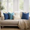MIULEE Aqua Green Couch Pillow Covers 20×20 Inch, Set of 2 Soft Chenille Decorative Square Throw Pillow Covers Farmhouse for Sofa Living Room Bed(Navy Blue)