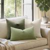 MIULEE Aqua Green Couch Pillow Covers 20×20 Inch, Set of 2 Soft Chenille Decorative Square Throw Pillow Covers Farmhouse for Sofa Living Room Bed(Olive Green)