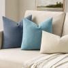 MIULEE Aqua Green Couch Pillow Covers 20×20 Inch, Set of 2 Soft Chenille Decorative Square Throw Pillow Covers Farmhouse for Sofa Living Room Bed(Smoke Blue)