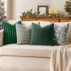 MIULEE Beige Couch Pillow Covers 18×18 Inch, Set of 2 Soft Chenille Decorative Square Throw Pillow Covers Farmhouse for Sofa Living Room Bed(Dark Green)