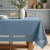MIULEE Beige Rectangle Linen Polyester Tablecloth with Decorative Cutouts Waterproof Stain Resistant & Shrink-Proof Table Cloth 60×84 inch Farmhouse Style for Dining Wedding Party and Outdoor Picnics(Dusty Blue)