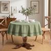 MIULEE Beige Rectangle Linen Polyester Tablecloth with Decorative Cutouts Waterproof Stain Resistant & Shrink-Proof Table Cloth 60×84 inch Farmhouse Style for Dining Wedding Party and Outdoor Picnics(Sage Green)