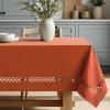 MIULEE Beige Rectangle Linen Polyester Tablecloth with Decorative Cutouts Waterproof Stain Resistant & Shrink-Proof Table Cloth 60×84 inch Farmhouse Style for Dining Wedding Party and Outdoor Picnics(Burnt Orange)