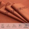 MIULEE Beige Rectangle Linen Polyester Tablecloth with Decorative Cutouts Waterproof Stain Resistant & Shrink-Proof Table Cloth 60×84 inch Farmhouse Style for Dining Wedding Party and Outdoor Picnics(Burnt Orange)