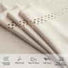 MIULEE Beige Rectangle Linen Polyester Tablecloth with Decorative Cutouts Waterproof Stain Resistant & Shrink-Proof Table Cloth 60×84 inch Farmhouse Style for Dining Wedding Party and Outdoor Picnics(Beige)