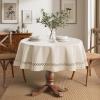 MIULEE Beige Rectangle Linen Polyester Tablecloth with Decorative Cutouts Waterproof Stain Resistant & Shrink-Proof Table Cloth 60×84 inch Farmhouse Style for Dining Wedding Party and Outdoor Picnics(Beige)