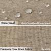 MIULEE Beige Scalloped Shower Curtain Linen Textured with 12 Metal Hooks Cute Heavy Duty Washable Waterproof Neutral Thick Cloth Shower Curtains with Black Border for Bathroom Bathtub,W72*L72 Cream(Khaki)