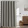 MIULEE Beige Scalloped Shower Curtain Linen Textured with 12 Metal Hooks Cute Heavy Duty Washable Waterproof Neutral Thick Cloth Shower Curtains with Black Border for Bathroom Bathtub,W72*L72 Cream(Grey)