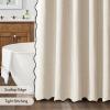 MIULEE Beige Scalloped Shower Curtain Linen Textured with 12 Metal Hooks Cute Heavy Duty Washable Waterproof Neutral Thick Cloth Shower Curtains with Black Border for Bathroom Bathtub,W72*L72 Cream(Cream)