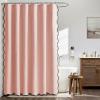 MIULEE Beige Scalloped Shower Curtain Linen Textured with 12 Metal Hooks Cute Heavy Duty Washable Waterproof Neutral Thick Cloth Shower Curtains with Black Border for Bathroom Bathtub,W72*L72 Cream(Blush Pink)