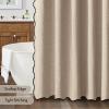 MIULEE Beige Scalloped Shower Curtain Linen Textured with 12 Metal Hooks Cute Heavy Duty Washable Waterproof Neutral Thick Cloth Shower Curtains with Black Border for Bathroom Bathtub,W72*L72 Cream(Copper Brown)
