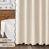 MIULEE Beige Scalloped Shower Curtain Linen Textured with 12 Metal Hooks Cute Heavy Duty Washable Waterproof Neutral Thick Cloth Shower Curtains with Black Border for Bathroom Bathtub,W72*L72 Cream(Ivory)