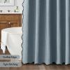 MIULEE Beige Scalloped Shower Curtain Linen Textured with 12 Metal Hooks Cute Heavy Duty Washable Waterproof Neutral Thick Cloth Shower Curtains with Black Border for Bathroom Bathtub,W72*L72 Cream(Dusty Blue)