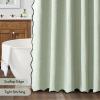 MIULEE Beige Scalloped Shower Curtain Linen Textured with 12 Metal Hooks Cute Heavy Duty Washable Waterproof Neutral Thick Cloth Shower Curtains with Black Border for Bathroom Bathtub,W72*L72 Cream(Sage Green)