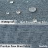 MIULEE Beige Scalloped Shower Curtain Linen Textured with 12 Metal Hooks Cute Heavy Duty Washable Waterproof Neutral Thick Cloth Shower Curtains with Black Border for Bathroom Bathtub,W72*L72 Cream(Dusty Blue)