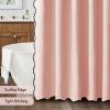 MIULEE Beige Scalloped Shower Curtain Linen Textured with 12 Metal Hooks Cute Heavy Duty Washable Waterproof Neutral Thick Cloth Shower Curtains with Black Border for Bathroom Bathtub,W72*L72 Cream(Blush Pink)