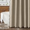 MIULEE Beige Scalloped Shower Curtain Linen Textured with 12 Metal Hooks Cute Heavy Duty Washable Waterproof Neutral Thick Cloth Shower Curtains with Black Border for Bathroom Bathtub,W72*L72 Cream(Khaki)