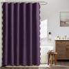 MIULEE Beige Scalloped Shower Curtain Linen Textured with 12 Metal Hooks Cute Heavy Duty Washable Waterproof Neutral Thick Cloth Shower Curtains with Black Border for Bathroom Bathtub,W72*L72 Cream(Purple)