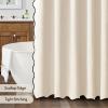 MIULEE Beige Scalloped Shower Curtain Linen Textured with 12 Metal Hooks Cute Heavy Duty Washable Waterproof Neutral Thick Cloth Shower Curtains with Black Border for Bathroom Bathtub,W72*L72 Cream(Cream White)
