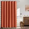 MIULEE Beige Scalloped Shower Curtain Linen Textured with 12 Metal Hooks Cute Heavy Duty Washable Waterproof Neutral Thick Cloth Shower Curtains with Black Border for Bathroom Bathtub,W72*L72 Cream(Burnt Orange)