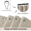 MIULEE Beige Scalloped Shower Curtain Linen Textured with 12 Metal Hooks Cute Heavy Duty Washable Waterproof Neutral Thick Cloth Shower Curtains with Black Border for Bathroom Bathtub,W72*L72 Cream(Linen)