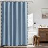 MIULEE Beige Scalloped Shower Curtain Linen Textured with 12 Metal Hooks Cute Heavy Duty Washable Waterproof Neutral Thick Cloth Shower Curtains with Black Border for Bathroom Bathtub,W72*L72 Cream(Moonlight Blue)