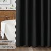 MIULEE Beige Scalloped Shower Curtain Linen Textured with 12 Metal Hooks Cute Heavy Duty Washable Waterproof Neutral Thick Cloth Shower Curtains with Black Border for Bathroom Bathtub,W72*L72 Cream(Black)