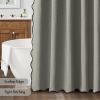 MIULEE Beige Scalloped Shower Curtain Linen Textured with 12 Metal Hooks Cute Heavy Duty Washable Waterproof Neutral Thick Cloth Shower Curtains with Black Border for Bathroom Bathtub,W72*L72 Cream(Grey)