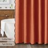 MIULEE Beige Scalloped Shower Curtain Linen Textured with 12 Metal Hooks Cute Heavy Duty Washable Waterproof Neutral Thick Cloth Shower Curtains with Black Border for Bathroom Bathtub,W72*L72 Cream(Burnt Orange)