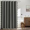 MIULEE Beige Scalloped Shower Curtain Linen Textured with 12 Metal Hooks Cute Heavy Duty Washable Waterproof Neutral Thick Cloth Shower Curtains with Black Border for Bathroom Bathtub,W72*L72 Cream(Charcoal Grey)