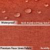 MIULEE Beige Scalloped Shower Curtain Linen Textured with 12 Metal Hooks Cute Heavy Duty Washable Waterproof Neutral Thick Cloth Shower Curtains with Black Border for Bathroom Bathtub,W72*L72 Cream(Burnt Orange)