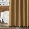 MIULEE Beige Scalloped Shower Curtain Linen Textured with 12 Metal Hooks Cute Heavy Duty Washable Waterproof Neutral Thick Cloth Shower Curtains with Black Border for Bathroom Bathtub,W72*L72 Cream(Gold Brown)