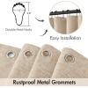 MIULEE Beige Scalloped Shower Curtain Linen Textured with 12 Metal Hooks Cute Heavy Duty Washable Waterproof Neutral Thick Cloth Shower Curtains with Black Border for Bathroom Bathtub,W72*L72 Cream(Copper Brown)