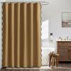 MIULEE Beige Scalloped Shower Curtain Linen Textured with 12 Metal Hooks Cute Heavy Duty Washable Waterproof Neutral Thick Cloth Shower Curtains with Black Border for Bathroom Bathtub,W72*L72 Cream(Gold Brown)