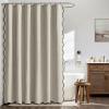MIULEE Beige Scalloped Shower Curtain Linen Textured with 12 Metal Hooks Cute Heavy Duty Washable Waterproof Neutral Thick Cloth Shower Curtains with Black Border for Bathroom Bathtub,W72*L72 Cream(Linen)