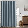 MIULEE Beige Scalloped Shower Curtain Linen Textured with 12 Metal Hooks Cute Heavy Duty Washable Waterproof Neutral Thick Cloth Shower Curtains with Black Border for Bathroom Bathtub,W72*L72 Cream(Dusty Blue)