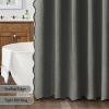 MIULEE Beige Scalloped Shower Curtain Linen Textured with 12 Metal Hooks Cute Heavy Duty Washable Waterproof Neutral Thick Cloth Shower Curtains with Black Border for Bathroom Bathtub,W72*L72 Cream(Charcoal Grey)