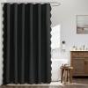 MIULEE Beige Scalloped Shower Curtain Linen Textured with 12 Metal Hooks Cute Heavy Duty Washable Waterproof Neutral Thick Cloth Shower Curtains with Black Border for Bathroom Bathtub,W72*L72 Cream(Black)