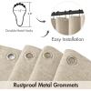 MIULEE Beige Scalloped Shower Curtain Linen Textured with 12 Metal Hooks Cute Heavy Duty Washable Waterproof Neutral Thick Cloth Shower Curtains with Black Border for Bathroom Bathtub,W72*L72 Cream(Natural)
