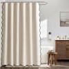 MIULEE Beige Scalloped Shower Curtain Linen Textured with 12 Metal Hooks Cute Heavy Duty Washable Waterproof Neutral Thick Cloth Shower Curtains with Black Border for Bathroom Bathtub,W72*L72 Cream(Cream)